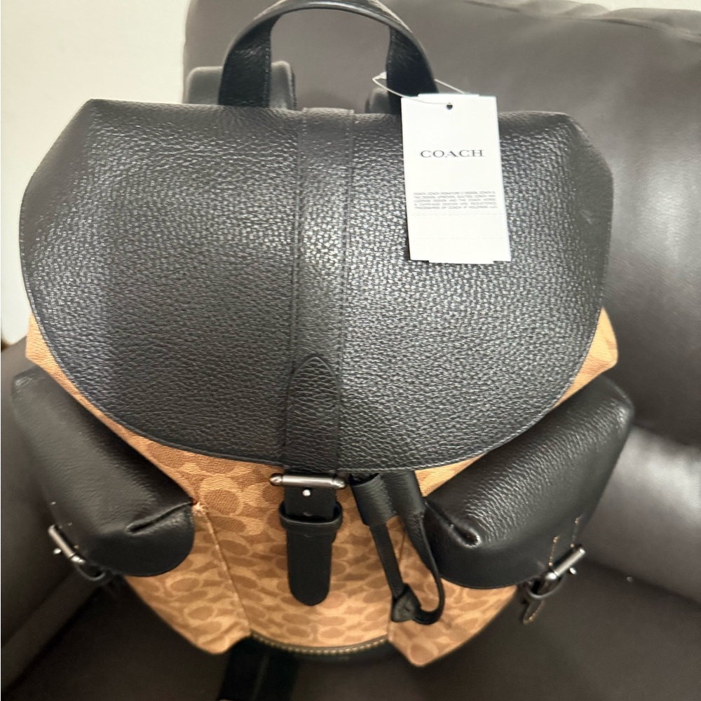 Coach Black and Brown Backpack with Signature Design - Picture 2 of 3
